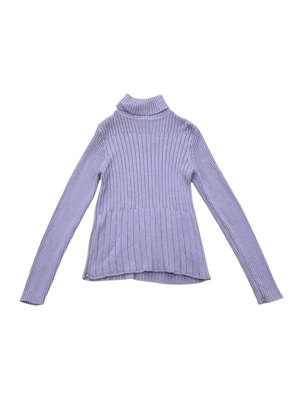Women’s Charter Club Ribbed Turtleneck Sweater Violet Cotton 2010s